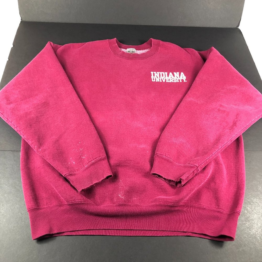 VTG 90s Indiana Hoosier Sweatshirt Adult Extra Extra Large Red Thrashed Crewneck